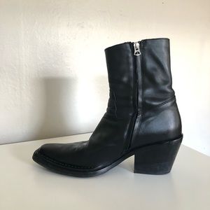 Acne Studios square-toe black leather ankle boots